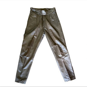 Vintage Gandaff womens leather brown high rise belted pants women’s size 30